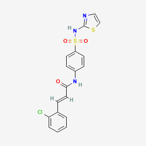 molecular formula C18H14ClN3O3S2 B1224323 (E)-3-(2-chlorophenyl)-N-[4-(1,3-thiazol-2-ylsulfamoyl)phenyl]prop-2-enamide 