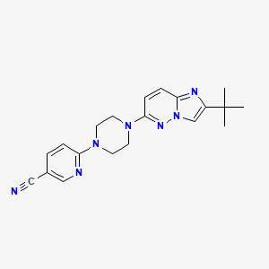 molecular formula C20H23N7 B12243257 6-(4-{2-Tert-butylimidazo[1,2-b]pyridazin-6-yl}piperazin-1-yl)pyridine-3-carbonitrile 