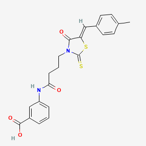 molecular formula C22H20N2O4S2 B1224328 3-[4-[(5Z)-5-[(4-methylphenyl)methylidene]-4-oxo-2-sulfanylidene-1,3-thiazolidin-3-yl]butanoylamino]benzoic acid 