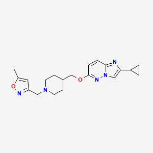 molecular formula C20H25N5O2 B12243282 4-[({2-Cyclopropylimidazo[1,2-b]pyridazin-6-yl}oxy)methyl]-1-[(5-methyl-1,2-oxazol-3-yl)methyl]piperidine 