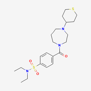 molecular formula C21H33N3O3S2 B12243285 N,N-diethyl-4-[4-(thian-4-yl)-1,4-diazepane-1-carbonyl]benzene-1-sulfonamide 