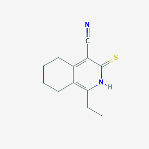 molecular formula C12H14N2S B1224330 1-ethyl-3-sulfanylidene-5,6,7,8-tetrahydro-2H-isoquinoline-4-carbonitrile 