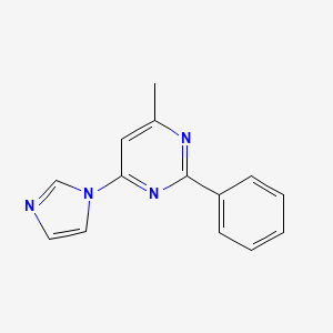 molecular formula C14H12N4 B12243312 4-(1H-imidazol-1-yl)-6-methyl-2-phenylpyrimidine 