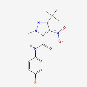 molecular formula C15H17BrN4O3 B1224338 N-(4-bromophenyl)-5-tert-butyl-2-methyl-4-nitro-3-pyrazolecarboxamide 