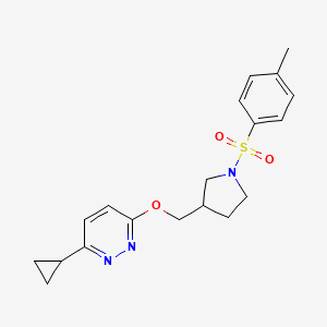 molecular formula C19H23N3O3S B12243416 3-Cyclopropyl-6-{[1-(4-methylbenzenesulfonyl)pyrrolidin-3-yl]methoxy}pyridazine 