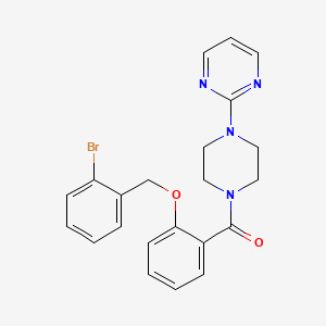 molecular formula C22H21BrN4O2 B1224348 [2-[(2-溴苯基)甲氧基]苯基]-[4-(2-嘧啶基)-1-哌嗪基]甲酮 