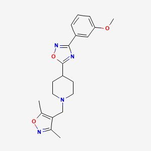 molecular formula C20H24N4O3 B12243492 1-[(3,5-Dimethyl-1,2-oxazol-4-yl)methyl]-4-[3-(3-methoxyphenyl)-1,2,4-oxadiazol-5-yl]piperidine 