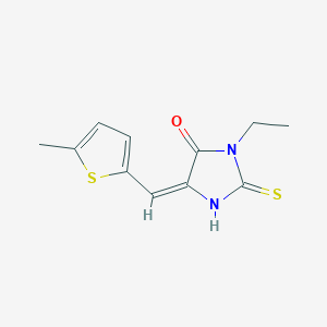 molecular formula C11H12N2OS2 B1224351 (5E)-3-ethyl-5-[(5-methylthiophen-2-yl)methylidene]-2-sulfanylideneimidazolidin-4-one 