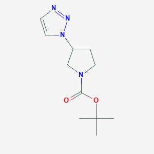 molecular formula C11H18N4O2 B12243516 tert-butyl 3-(1H-1,2,3-triazol-1-yl)pyrrolidine-1-carboxylate 