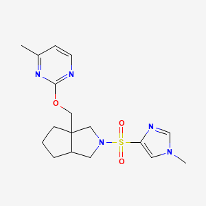 molecular formula C17H23N5O3S B12243520 4-methyl-2-({2-[(1-methyl-1H-imidazol-4-yl)sulfonyl]-octahydrocyclopenta[c]pyrrol-3a-yl}methoxy)pyrimidine 