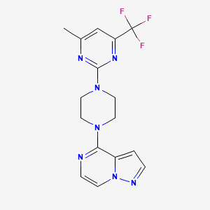 4-Methyl-2-(4-{pyrazolo[1,5-a]pyrazin-4-yl}piperazin-1-yl)-6-(trifluoromethyl)pyrimidine