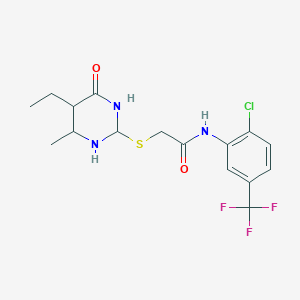 molecular formula C16H19ClF3N3O2S B12243575 N-[2-chloro-5-(trifluoromethyl)phenyl]-2-[(5-ethyl-4-methyl-6-oxo-1,3-diazinan-2-yl)sulfanyl]acetamide 