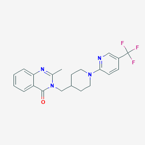 molecular formula C21H21F3N4O B12243582 2-Methyl-3-({1-[5-(trifluoromethyl)pyridin-2-yl]piperidin-4-yl}methyl)-3,4-dihydroquinazolin-4-one 