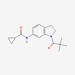 molecular formula C17H22N2O2 B12243595 N-(1-pivaloylindolin-6-yl)cyclopropanecarboxamide 