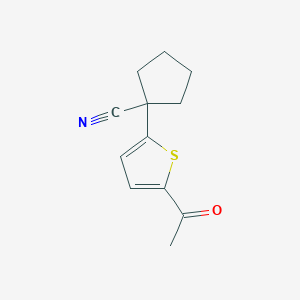 molecular formula C12H13NOS B12243665 1-(5-Acetylthiophen-2-yl)cyclopentane-1-carbonitrile 