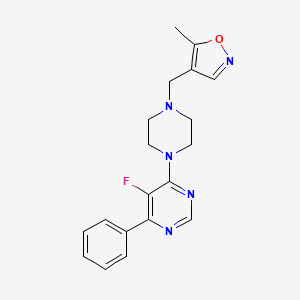 molecular formula C19H20FN5O B12243676 5-Fluoro-4-{4-[(5-methyl-1,2-oxazol-4-yl)methyl]piperazin-1-yl}-6-phenylpyrimidine 