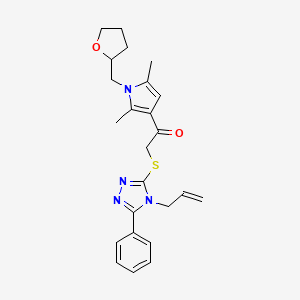 molecular formula C24H28N4O2S B1224369 1-[2,5-Dimethyl-1-(2-oxolanylmethyl)-3-pyrrolyl]-2-[(5-phenyl-4-prop-2-enyl-1,2,4-triazol-3-yl)thio]ethanone 