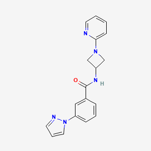 molecular formula C18H17N5O B12243704 3-(1H-pyrazol-1-yl)-N-[1-(pyridin-2-yl)azetidin-3-yl]benzamide 