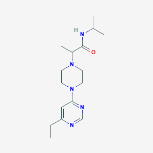 molecular formula C16H27N5O B12243714 2-[4-(6-ethylpyrimidin-4-yl)piperazin-1-yl]-N-(propan-2-yl)propanamide 