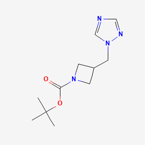 molecular formula C11H18N4O2 B12243737 tert-butyl 3-[(1H-1,2,4-triazol-1-yl)methyl]azetidine-1-carboxylate 