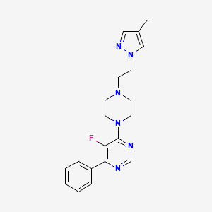 molecular formula C20H23FN6 B12243909 5-fluoro-4-{4-[2-(4-methyl-1H-pyrazol-1-yl)ethyl]piperazin-1-yl}-6-phenylpyrimidine 