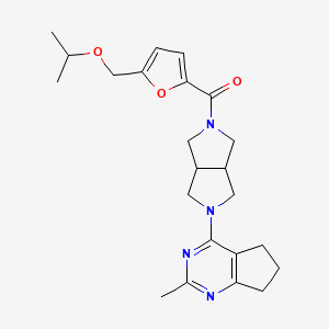 molecular formula C23H30N4O3 B12243947 2-{2-methyl-5H,6H,7H-cyclopenta[d]pyrimidin-4-yl}-5-{5-[(propan-2-yloxy)methyl]furan-2-carbonyl}-octahydropyrrolo[3,4-c]pyrrole 