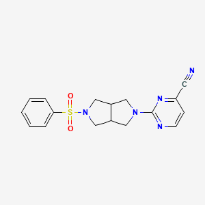 molecular formula C17H17N5O2S B12243952 2-[5-(Benzenesulfonyl)-octahydropyrrolo[3,4-c]pyrrol-2-yl]pyrimidine-4-carbonitrile 