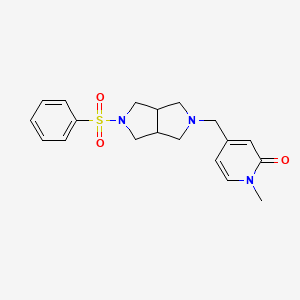 molecular formula C19H23N3O3S B12243965 4-{[5-(Benzenesulfonyl)-octahydropyrrolo[3,4-c]pyrrol-2-yl]methyl}-1-methyl-1,2-dihydropyridin-2-one 