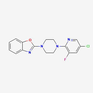 molecular formula C16H14ClFN4O B12243970 2-[4-(5-Chloro-3-fluoropyridin-2-yl)piperazin-1-yl]-1,3-benzoxazole 