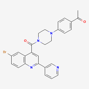 molecular formula C27H23BrN4O2 B1224398 1-[4-[4-[[6-Bromo-2-(3-pyridinyl)-4-quinolinyl]-oxomethyl]-1-piperazinyl]phenyl]ethanone 