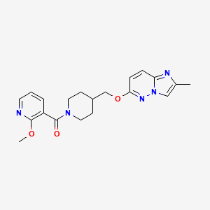 molecular formula C20H23N5O3 B12243980 2-Methoxy-3-{4-[({2-methylimidazo[1,2-b]pyridazin-6-yl}oxy)methyl]piperidine-1-carbonyl}pyridine 