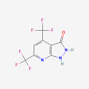molecular formula C8H3F6N3O B1224401 4,6-bis(trifluoromethyl)-1H-pyrazolo[3,4-b]pyridin-3-ol CAS No. 89990-37-4