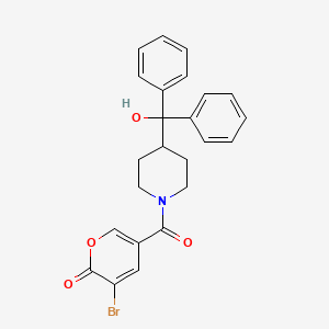 molecular formula C24H22BrNO4 B1224406 3-Bromo-5-[[4-[hydroxy(diphenyl)methyl]-1-piperidinyl]-oxomethyl]-2-pyranone 