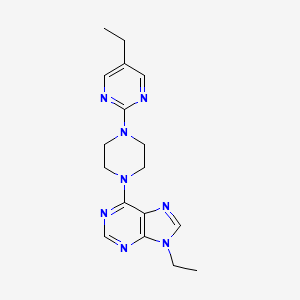 molecular formula C17H22N8 B12244101 9-ethyl-6-[4-(5-ethylpyrimidin-2-yl)piperazin-1-yl]-9H-purine 