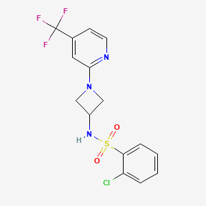 molecular formula C15H13ClF3N3O2S B12244124 2-chloro-N-{1-[4-(trifluoromethyl)pyridin-2-yl]azetidin-3-yl}benzene-1-sulfonamide 