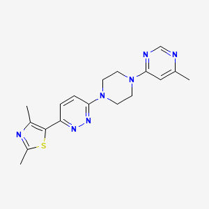 molecular formula C18H21N7S B12244162 3-(2,4-Dimethyl-1,3-thiazol-5-yl)-6-[4-(6-methylpyrimidin-4-yl)piperazin-1-yl]pyridazine 