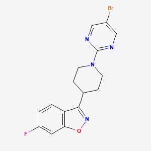 molecular formula C16H14BrFN4O B12244199 3-[1-(5-Bromopyrimidin-2-yl)piperidin-4-yl]-6-fluoro-1,2-benzoxazole 