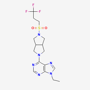 molecular formula C16H21F3N6O2S B12244209 9-ethyl-6-[5-(3,3,3-trifluoropropanesulfonyl)-octahydropyrrolo[3,4-c]pyrrol-2-yl]-9H-purine 