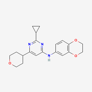 2-cyclopropyl-N-(2,3-dihydro-1,4-benzodioxin-6-yl)-6-(oxan-4-yl)pyrimidin-4-amine