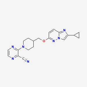 3-{4-[({2-Cyclopropylimidazo[1,2-b]pyridazin-6-yl}oxy)methyl]piperidin-1-yl}pyrazine-2-carbonitrile