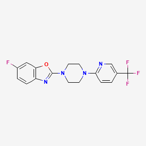 molecular formula C17H14F4N4O B12244300 6-Fluoro-2-{4-[5-(trifluoromethyl)pyridin-2-yl]piperazin-1-yl}-1,3-benzoxazole 