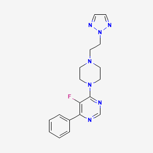 molecular formula C18H20FN7 B12244318 5-fluoro-4-phenyl-6-{4-[2-(2H-1,2,3-triazol-2-yl)ethyl]piperazin-1-yl}pyrimidine 