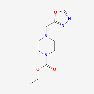 molecular formula C10H16N4O3 B12244325 Ethyl 4-[(1,3,4-oxadiazol-2-yl)methyl]piperazine-1-carboxylate 