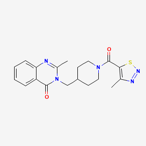 molecular formula C19H21N5O2S B12244356 2-Methyl-3-{[1-(4-methyl-1,2,3-thiadiazole-5-carbonyl)piperidin-4-yl]methyl}-3,4-dihydroquinazolin-4-one 