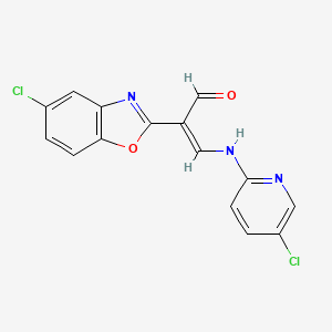 molecular formula C15H9Cl2N3O2 B1224440 2-(5-Chloro-benzooxazol-2-yl)-3-(5-chloro-pyridin-2-ylamino)-propenal 