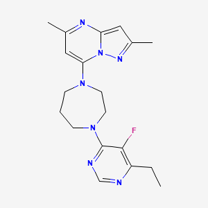 molecular formula C19H24FN7 B12244405 1-{2,5-Dimethylpyrazolo[1,5-a]pyrimidin-7-yl}-4-(6-ethyl-5-fluoropyrimidin-4-yl)-1,4-diazepane 