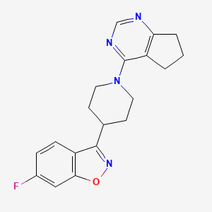 molecular formula C19H19FN4O B12244417 3-(1-{5H,6H,7H-cyclopenta[d]pyrimidin-4-yl}piperidin-4-yl)-6-fluoro-1,2-benzoxazole 