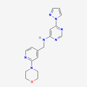 molecular formula C17H19N7O B12244432 N-{[2-(morpholin-4-yl)pyridin-4-yl]methyl}-6-(1H-pyrazol-1-yl)pyrimidin-4-amine 