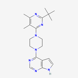 molecular formula C20H27N7 B12244484 2-tert-butyl-4,5-dimethyl-6-(4-{7H-pyrrolo[2,3-d]pyrimidin-4-yl}piperazin-1-yl)pyrimidine 