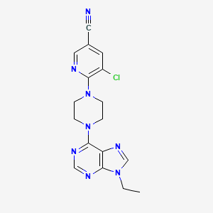 5-chloro-6-[4-(9-ethyl-9H-purin-6-yl)piperazin-1-yl]pyridine-3-carbonitrile